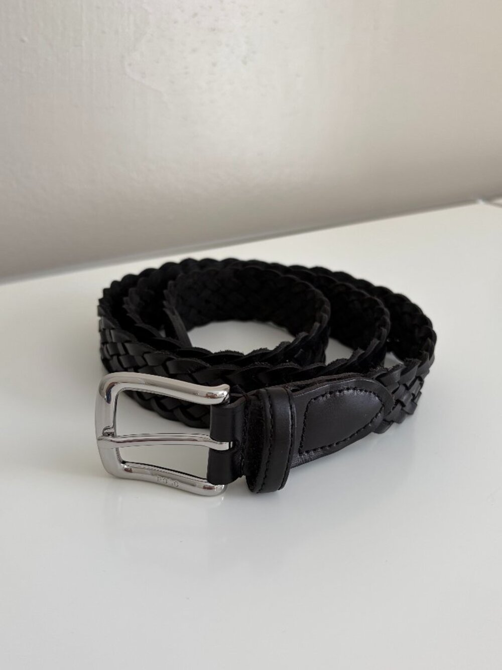 Polo Ralph Lauren Men's Braided Vachetta Leather Belt in Black